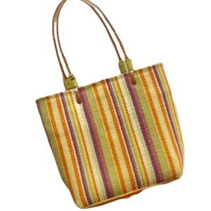 2/$30 Back to Basics basket weave striped tote